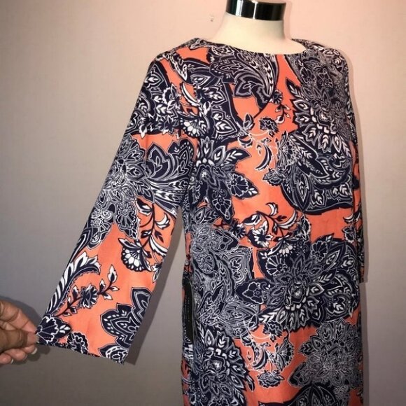The Limited Orange Navy Paisley Print Dress size S New with Tags - Picture 5 of 9
